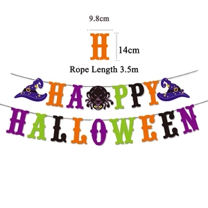 Happy Halloween banner for party decor with letters and rope, size 14cm x 9.8cm