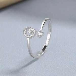 Minimalistischer S925 Sterlingsilber Ring mit Buchstabe G und Zirkonia Stein Besatz