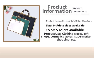 Detail of frosted shopping bags with gold edges in white, green, and black colors