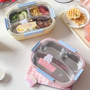 304 Stainless Steel Lunch Box With Compartments Microwave Safe Insulated Portable For Kids Students Office Workers