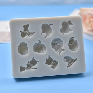 Halloween-Silikonform mit Kürbis- Geist- und Hexenhut-Motiven zum Backen und Basteln