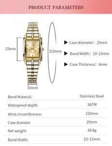 Spécifications détaillées des paramètres pour la montre d'affaires en acier de 25mm