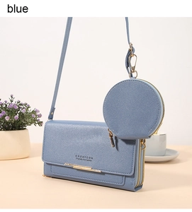 Light blue multi-functional crossbody phone wallet with detachable round coin purse