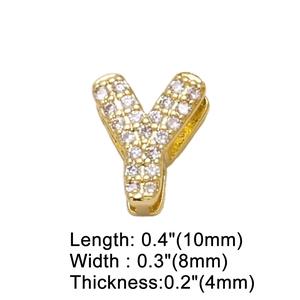 Macro view of gold letter Y pendant with dimensions 10mm length and 8mm width