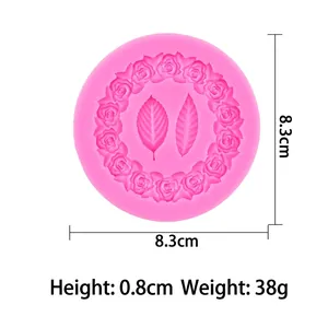 Stampo in silicone rosa con bordo a rose e foglie per decorazione torte fondente