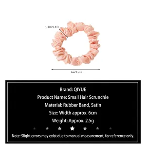 Pale pink satin silk scrunchie 6cm width hair tie made of premium smooth fabric