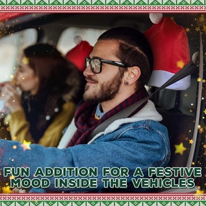 Christmas car headrest cover in red santa hat design for festive vehicle interior decor
