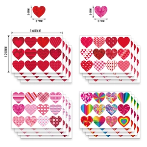 Luminous heart stickers set in four colors for Valentine's Day party envelope seals