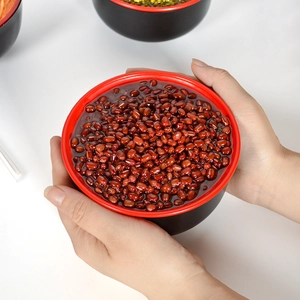 Realistic artificial red bean soup bowl model for photography props and decor