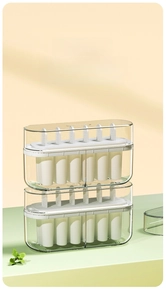 Double-layer stackable ice pop molds with transparent case and six-cell design