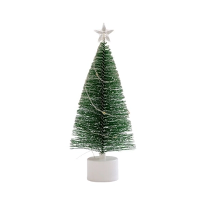 Mini LED Christmas tree tabletop decor with pine needles and glowing star topper