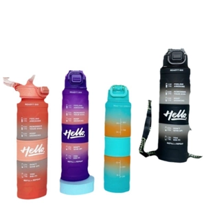 Gradient 1000ml sports water bottle set with straw and time markers in 4 colors