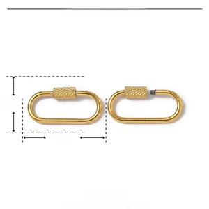 Detailed size chart of gold stainless steel screw carabiner for jewelry making