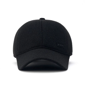 Winter baseball cap for elderly men with ear protection and thick wool blend fabric