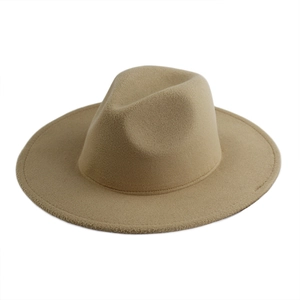 Elegant khaki wool felt fedora hat with flat brim and vintage british style design