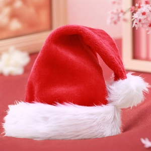 Classic Christmas Hat Plush Red White Thickened Soft Xmas Holiday Party Decoration Accessory For Adults And Kids
