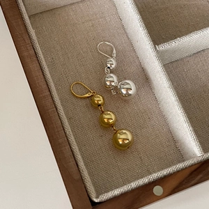 925 Sterling Silver Graduated Bead Ball Drop Earrings Minimalist Polished Dangle Lever-back Jewelry For Women