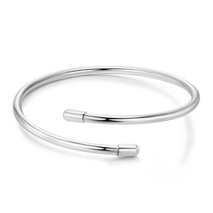 Minimalist S925 sterling silver open bangle with 3mm polished metallic finish for women