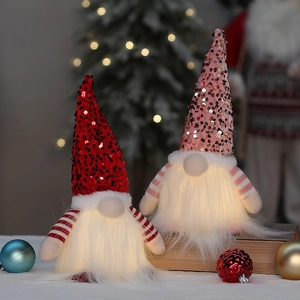 Leuchtende Pailletten Weihnachtsgnom Plüschpuppe Stoff Tomte Rudolph Ornament Schwedische Figur Für Weihnachten Party Heimdekoration
