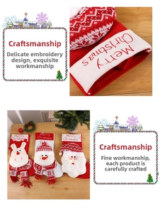 Détails de chaussettes de Noël faites main avec figurines 3D du Père Noël et bonhomme de neige