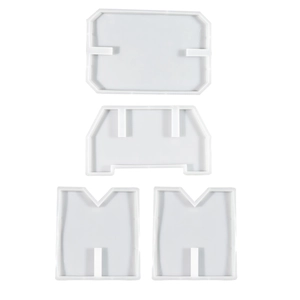 Detailed four-piece silicone mold set for DIY square stool stool assembly and crafting