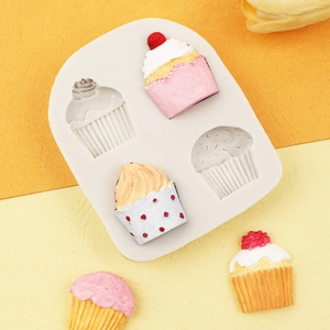 Silikonform für Eiscreme-Cupcakes mit vier Vertiefungen für Schokolade und Kuchendekoration