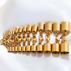 Stainless Steel Lobster Clasp With Cord End Caps Jewelry Connectors For DIY Necklace Bracelet Making Leather Cord Findings