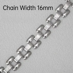 Detailed close-up of 16mm wide stainless steel oval and square link DIY craft chain