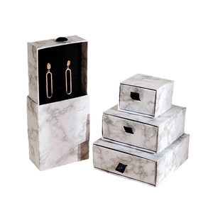 Set scatole regalo per gioielli con motivo marmo bianco e nastro nero per conservazione