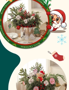 Detailed view of a Christmas tree arrangement with pine cones and a cute teddy bear