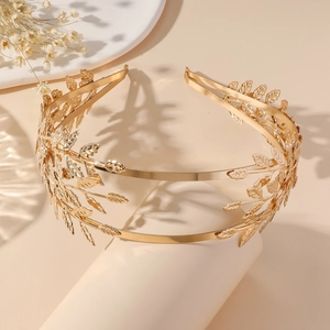 Baroque gold leaf headband for women in elegant Greek goddess style for bridal hair