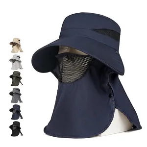 Cappello Da Sole All'Aperto Tesa Larga Poliere Traspirante Maschera Patta Sul Collo Protezione UV Pesca Escursionismo Uomo Donna