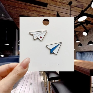 Cute Paper Airplane Enamel Brooch Pin Alloy Heart Stripe Badge Accessory For Clothing Bag Japanese Style