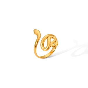 Bague serpent en acier inoxydable doré poli avec un design chic et minimaliste