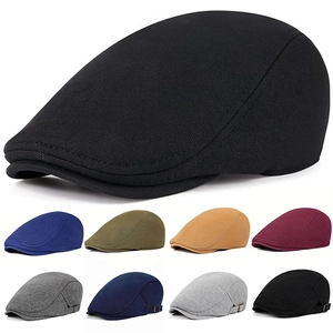 Classic British style flat cap with adjustable metal buckle in nine solid colors