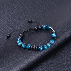 To My Son Morse code bracelet with 8mm tiger eye stone and adjustable woven rope
