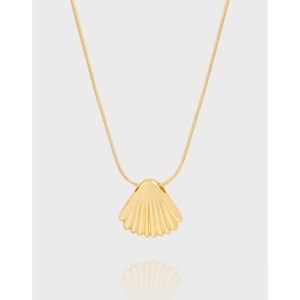 925 Sterling Silver Shell Pendant Necklace For Women 18K Gold Plated Snake Bone Chain Minimalist Elegant Jewelry Gift
