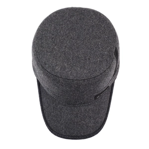 Men's dark grey winter cadet cap with thick fleece lining and S SPORT embroidery side detail