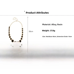 Detailed size specifications for resin bead necklace with 40cm chain and 10cm extender