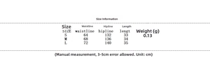 Detailed size chart for women's chiffon vacation set showing waist and hip measurements