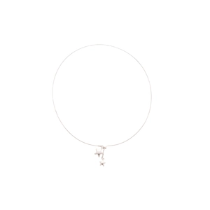 Minimalist silver star pendant necklace with double stars on a thin metal choker wire