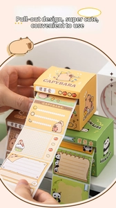 Pull-out cartoon sticky note roll with cute Capybara and Panda illustrations