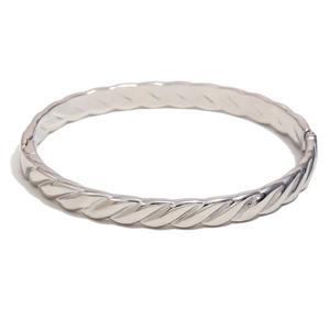 Bracelet jonc élégant en acier inoxydable plaqué or 18K avec texture de corde torsadée