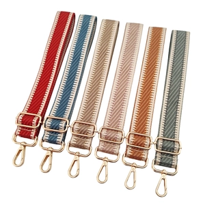 Adjustable colorful woven replacement bag straps with premium gold metal buckles