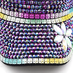 Luxury sun visor hat for women with colorful rhinestones and crystal flower detail