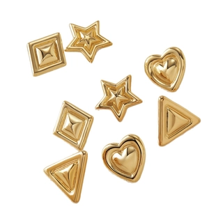 Ensemble de boucles d'oreilles géométriques en acier inoxydable doré pour femmes formes 3D
