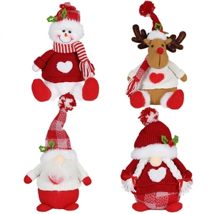 Gnomes de Noël rouges et blancs et rennes en peluche pour décoration de table festive