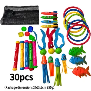 30-piece colorful diving pool toy set with storage bag and torpedoes for kids