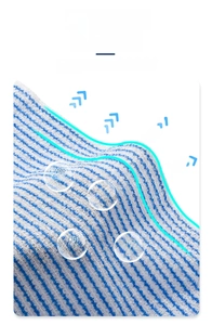 Macro detail of blue striped silver ion antibacterial back scrubber fabric texture
