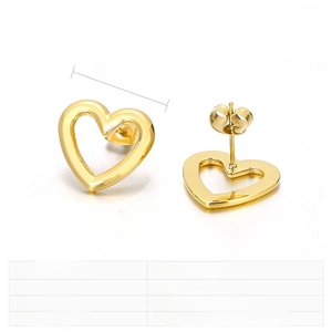 Détail de boucles d'oreilles cœur évidé en acier inoxydable doré taille 16x14mm